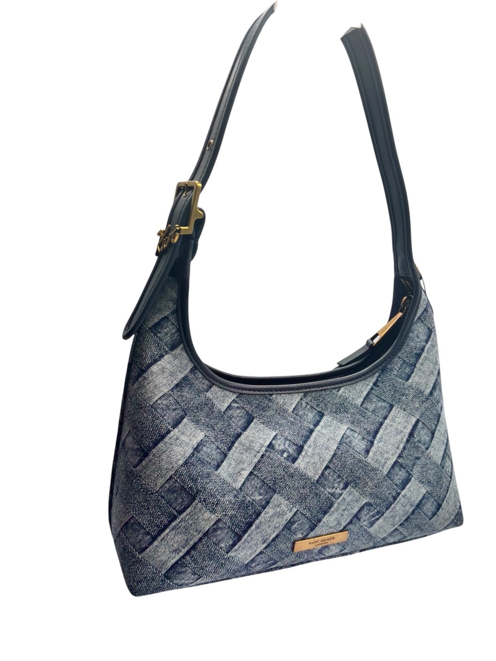 KURT GEIGER London Kensington Denim Weave Print Shoulder Bag w/ Dust Bag - Picture 13 of 16